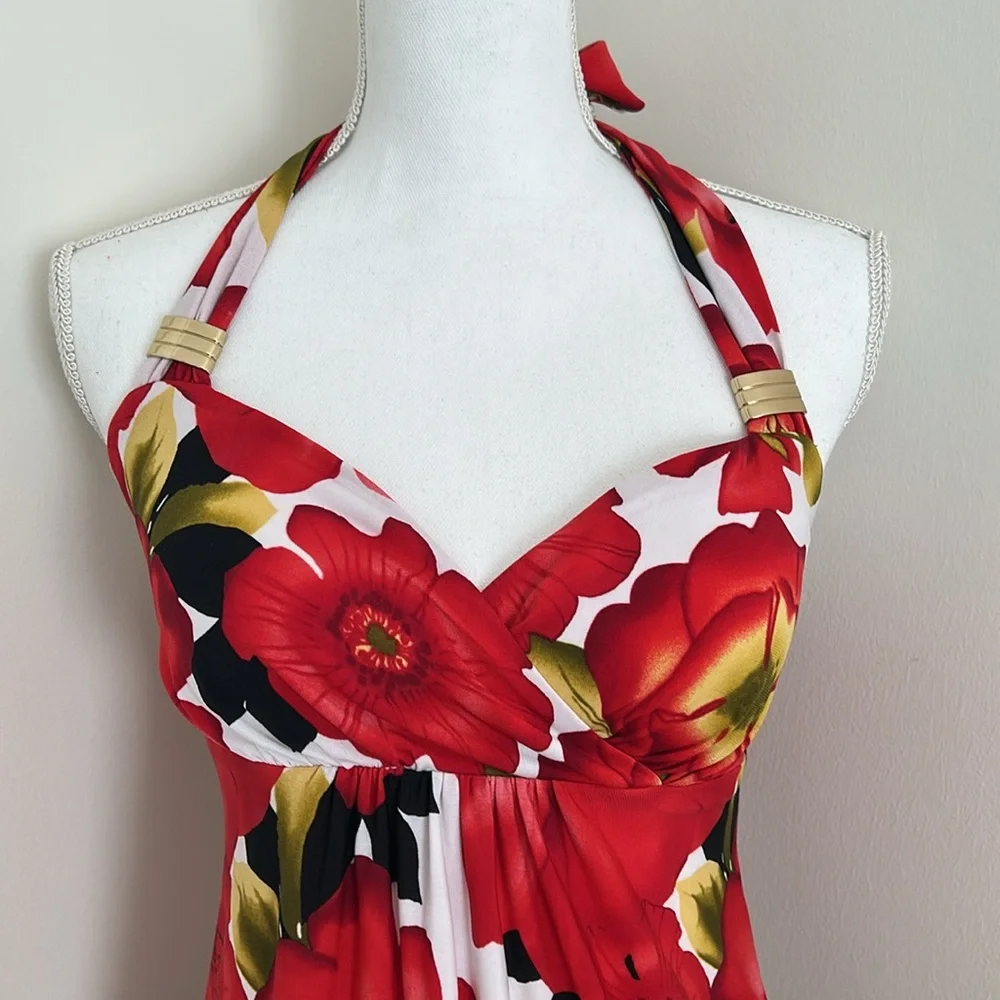 Cache Floral Animal Print Y2K Babydoll Halter Top 
Size: Small - Picture 3 of 13